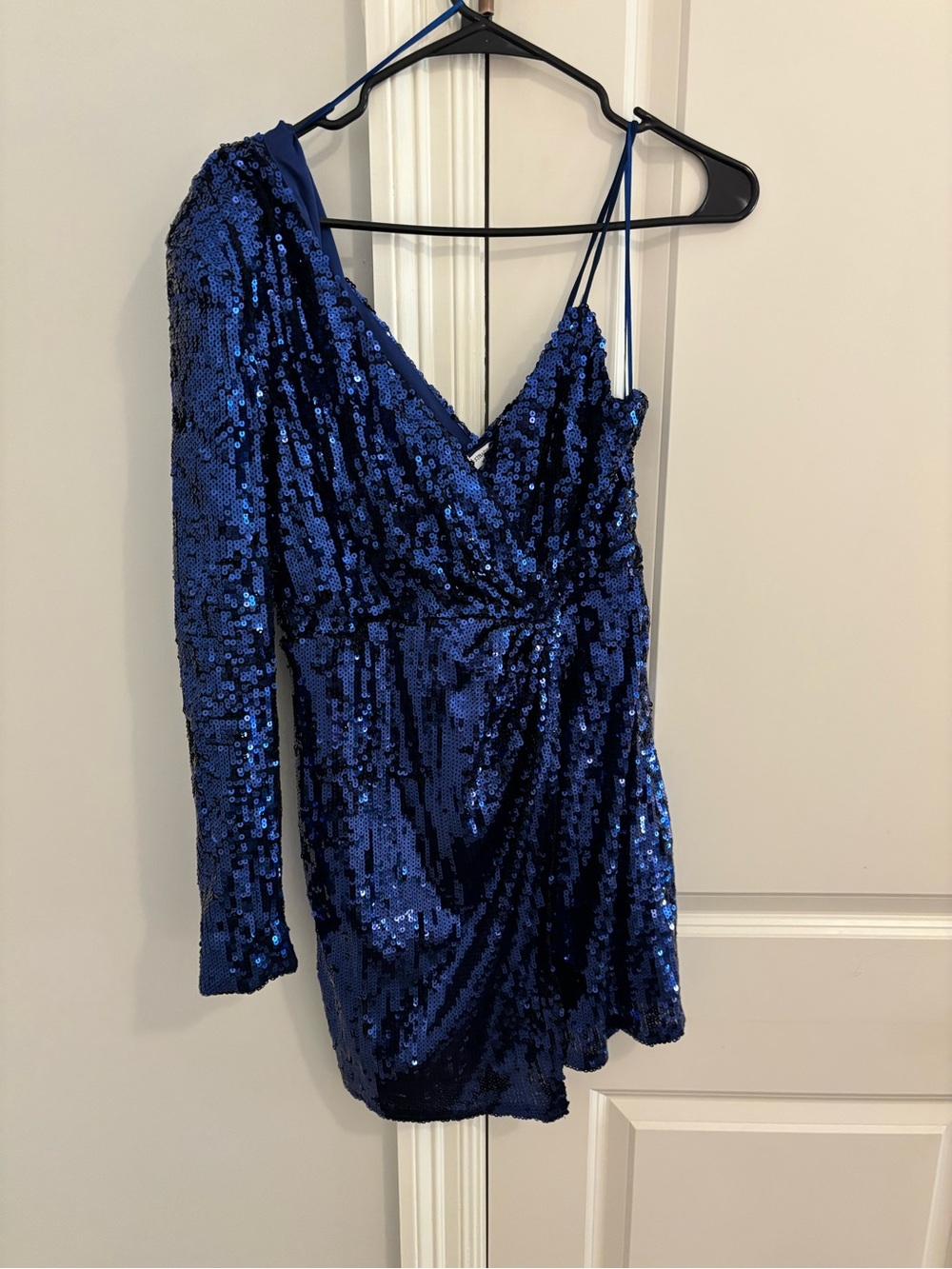 REVOLVE Royal Blue One-Shoulder Sequin Mini Dress